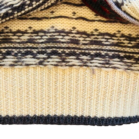 Vintage Fair Isle Nordic Sweater Size 38 Button Front Cardigan Wool Woodstock - Picture 8 of 15